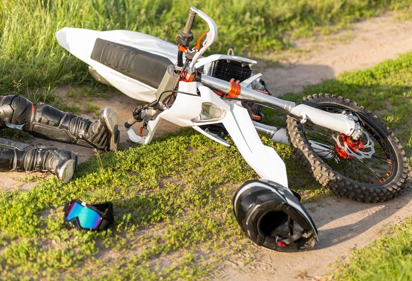 Motorcycle down after a crash